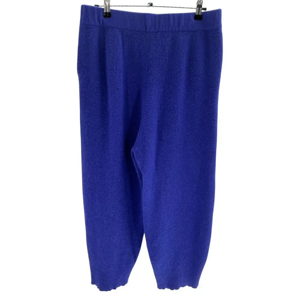 Lapointe Cropped Ribbed Blue Cashmere Track Pants Size L - Picture 3 of 4